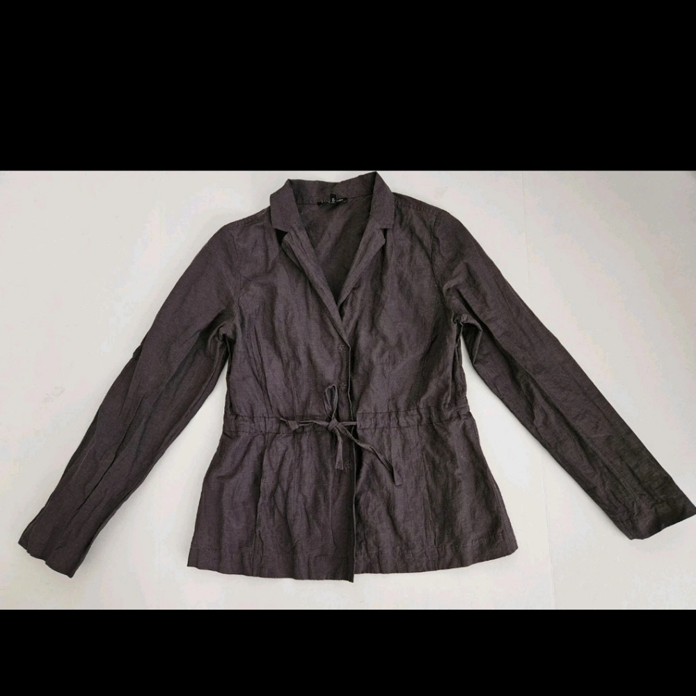 EILEEN FISHER Jacket Brown Drawstring Cinch Light Tech Fabric PS Excellent